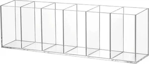 Acrylic Pencil Holder 6 Compartments Pen Stationery Organizer Makeup Storage - Picture 1 of 7