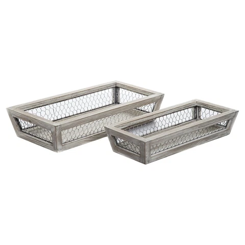 Chicken Wire Low Basket Set of 2 17.5 x 8.8 x 3.6/15.4 x 6.6 x Gallerie II Cover