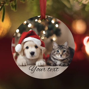 Personalised Dog Cat Pet Photo Christmas Bauble Tree Decoration Keepsake Gift - Picture 1 of 2