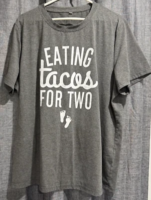 Eating Taco's For Two Novelty Graphic Maternity T-Shirt Grey Size 2XL Baby Feet - Image 1 of 4