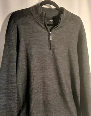 Callaway Golf Quarter Zip Pullover Sweater Men2XL Charcoal Grey Knit Wool Blend  - Image 1 of 4