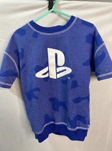 PlayStation Sony Official Boys Shirt Sz 6 Blue Sweater Logo Novelty Print - Picture 1 of 4