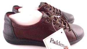 Padders England Ladies Galaxy Everyday Laceup Flat Shoes Burgundy/Black Size UK3 - Picture 1 of 6