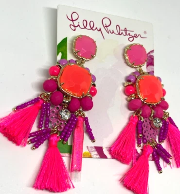 Pendientes junto al agua Lilly Pulitzer en coral kitsch con bolsa de joyería precio de venta sugerido por el fabricante 58 USD Foto 1 de 4