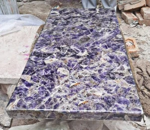 Amethyst Lila Quarz Achat Esszimmerplatte Top Handarbeit Platte für Küchendekore - Bild 1 von 3