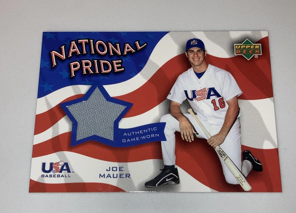 2004 Upper Deck Joe Mauer “National Pride” Relic USA Baseball #NPP-JM Twins HOF - Image 1 of 2