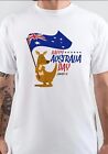 Neuf avec étiquettes T-shirt unisexe Australia Day Kangaroo Holding drapeau australien