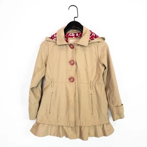 Michael Kors Beige Collared Button Through Hooded Fit & Flare Jacket - Size 6X - Picture 1 of 19