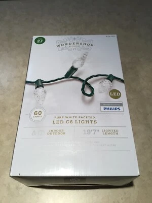 Cadena de luces LED facetadas C6 blanco puro Philips 60 unidades longitud iluminada 19,7 pies Foto 1 de 4