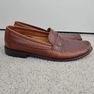 FLORSHEIM 18571 Men's 10.5 Crocodile Embossed Dress Loafers Brown Parma Slip On - Picture 1 of 9