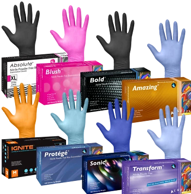 Guantes de examen médico desechables de nitrilo, vinilo, látex, sin polvo 1000 2000 3000 Foto 1 de 4