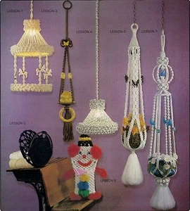 Vtg Patterns - Carousel, Lamp, Plant Hanger #SH2 Macrame School House Vol 2 Book - Picture 1 of 9