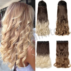 Real Natural 17-30 Inch 3/4 Full Head Clip In Hair Extensions Brown Black Blonde - Picture 1 of 52