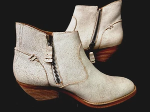 J Shoes Rosa Off-White Distressed Leather Boots With Box Size UK 8 - Picture 1 of 11