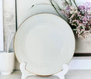 Lenox FRENCH PERLE GROOVE GREY Fluted Beaded Stoneware Salad Dessert Plate NEW - Picture 1 of 8