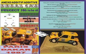 ANEXO DECAL 1/43 PEUGEOT 205 TURBO S.MEHTA P. DK. 1987 5th (12) - Picture 1 of 1