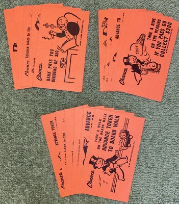 Vtg 1960’s Monopoly Game Replacement Piece - 16 Chance Cards - Image 1 of 4