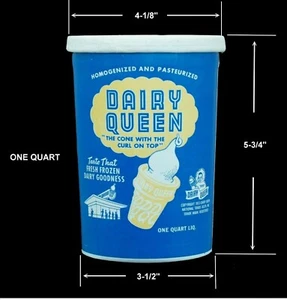 Vintage 1940 50 Dairy Queen one quart Wax Paper Cup great graphics nos - Picture 1 of 12