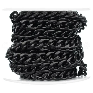 Curb Chain - 6x8mm - Dark Black Color - Craft Jewelry Bulk Roll - 10 50 Feet - Picture 1 of 8