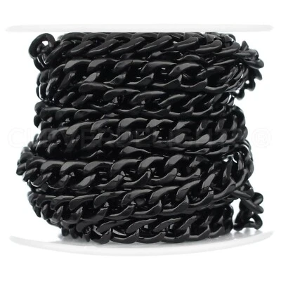 Curb Chain - 6x8mm - Dark Black Color - Craft Jewelry Bulk Roll - 10 50 Feet - Image 1 of 4