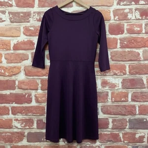 Abito Ann Taylor Loft Donna XS Viola Scuro Plum Ponte Elasticizzato Popover - Foto 1 di 8