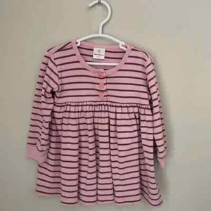 Hanna Andersson Pink and Brown Striped Dress Size 80 - Picture 1 of 4