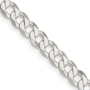 Sterling Silver 5.75mm Flat Curb Chain 24" Necklace For Women - Picture 1 of 4