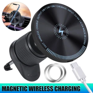 15W Magnetic Wireless Car Charger Mount Holder For iPhone 12 13 Pro Max MagSafe - Picture 1 of 12