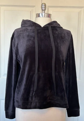 Lou & Grey Women's Black Pullover Velour Drawstring Hoodie Soft Lounge Med NWT - Image 1 of 4