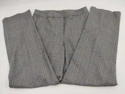 Pantalones de vestir de lana pata de gallo Rafaella para mujer talla 10 pierna recta negro blanco azul Foto 1 de 4