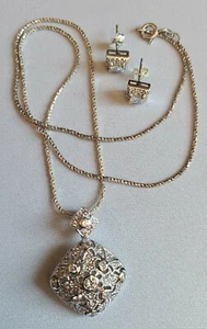 Vintage 925 STERLING CZ Halskette Kette Ohrringe THAILAND ATI IBB INDO/kostenloser Versand USA - Bild 1 von 7