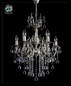 CRYSTAL CHANDELIER 6 LIGHTS IN GOLD or SILVER (Real crystals) - Picture 1 of 2
