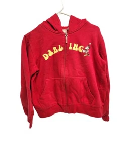 Vtg Disney Minnie Mouse Darling RED HOODIE Sweatshirt Size Med Full Zipper READ - Picture 1 of 18
