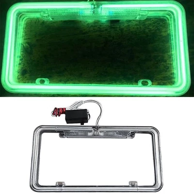 Nuevo Universal 12V Coche GreenTruck Neón Marco Placa Delantero Trasero Etiqueta Cubierta Foto 1 de 4