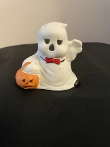 Vintage Biskuit Geist mit Kürbis & Fliege Windlicht/Teelicht Kerzenhalter Halloween 4" - Bild 1 von 6