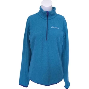 Berghaus 1/4 zip fleece womens UK 14 P2P 19 Blue Polyester - Picture 1 of 14