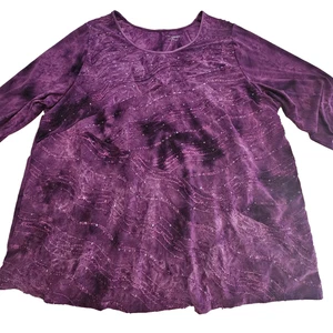 Top Catherine's 2X 22-24W púrpura tie dye bordado y lentejuelas talla grande elástico - Imagen 1 de 13