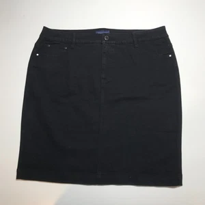 Charter Club Pencil Skirt Size 14 Solid Black Denim Cotton-Mix High Rise Casual - Picture 1 of 18