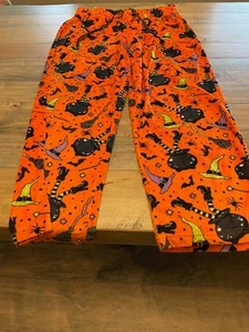 Halloween themed Pajama Pants with witch hat & broomstick pattern Large stretchy - Picture 1 of 2