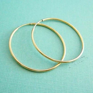 2 Stck. 24 mm 14 Karat Gold Gefüllt Rund Endlos Creolen Schleife Ohrring Draht Ohr Draht E22 g - Bild 1 von 4