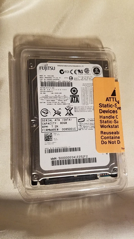 Tested Good Fujitsu 80GB Internal 7200RPM 2.5" SATA MHW2080BJ HDD Drive - Image 1 of 1