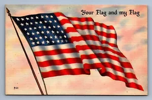 Postcard Vtg Patriotic Your Flag My Flag US Flag Stars And Stripes Capitol - Picture 1 of 2