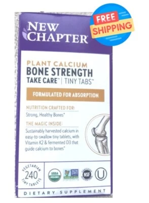 Nuevo Capítulo Planta Calcio Hueso Fuerza 240 Pequeñas Comprimidos Vegetarianos Exp 01/27 Foto 1 de 2
