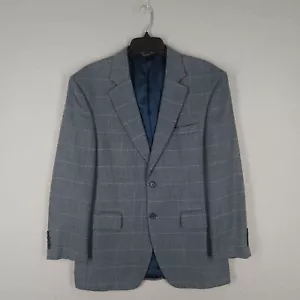 Jos A Bank Blazer Uomo 38S Grigio Strutturato Seta Lana Lino Plaid Cappotto Sportivo - Foto 1 di 13