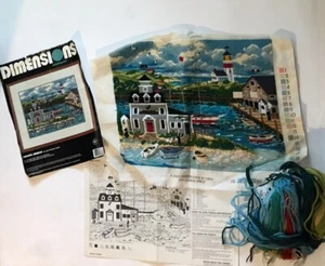 Dimensions Peaceful Harbor Lighthouse Dock Needlepoint 75% Completed - Picture 1 of 8