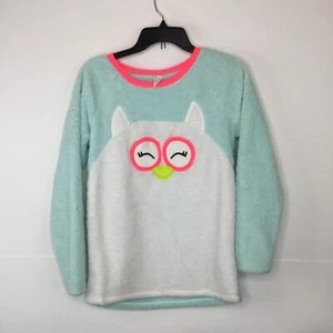 Cat & Jack Pajama Top Girls Size XL (14/16) Blue White Sherpa Sleepwear Owl - Picture 1 of 9