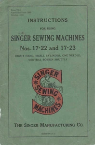 Singer 17-22 and 17-23 Sewing Machine Instruction Manual Reproduction - Picture 1 of 3