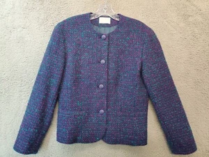 Pendleton Damen 100 % Schurwolle Jacke Größe 12 türkis & lila - Bild 1 von 12