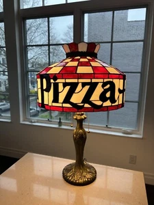 Vintage Pizza Hut Lamp -- Tiffany Style Desk Lamp with Iron Stand -- NEW - Picture 1 of 7