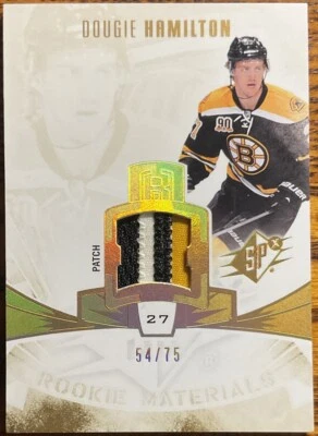 2013-14 SPx Rookie Materials PATCH 3 COLOUR Dougie Hamilton #RM-DH #’d 54/75 - Image 1 of 2